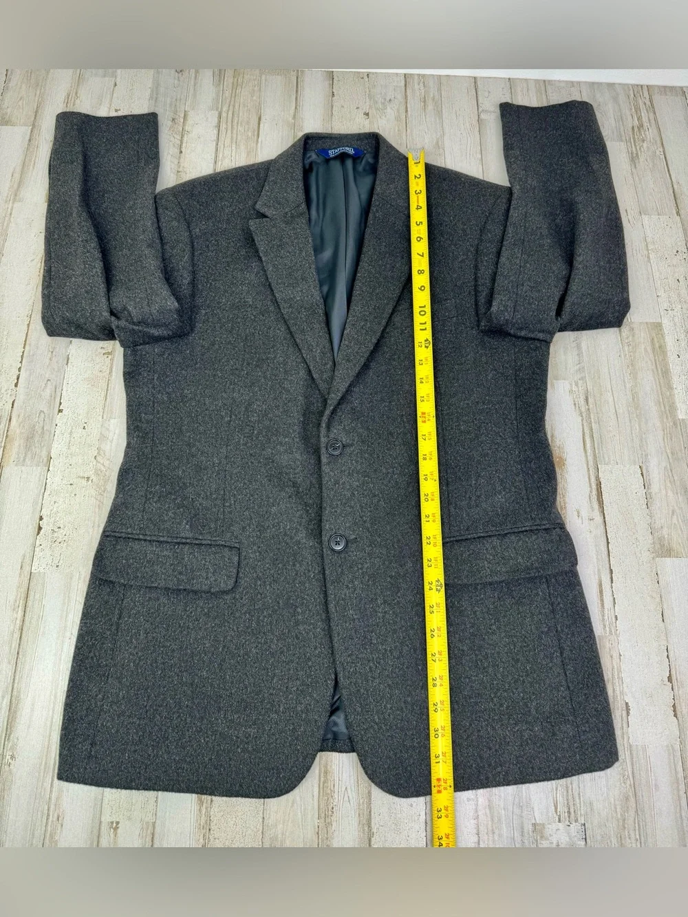 Stafford Mens Camel Hair Sport Coat Classic Fit Blazer Charcoal Gray Mens 44R